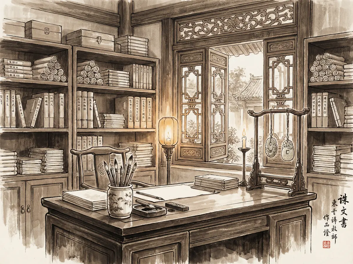 澳门太阳城APP下载页面水墨风格书房场景